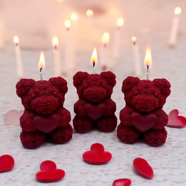 Rose Scented Love Bear Organic Soy Wax Candle-1pc